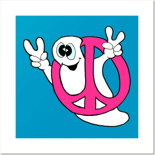 Peace ghost inside a magenta peace sign! Posters and Art